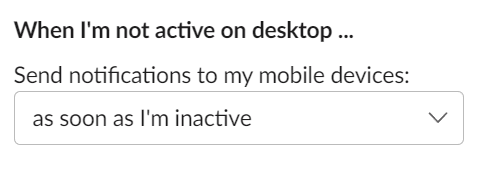 Slack's option to custom delay mobile notifications screenshot